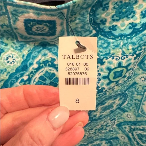 Talbots Aqua Geometric Pencil Skirt - Picture 2 of 3